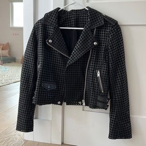 Iro Branka Eyelet Leather Moto Jacket In Black